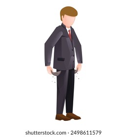 Businessman showing his empty pockets, going through times of economic difficulty