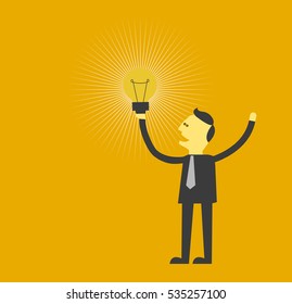 Businessman showing idea , vector illustration of business cartoon , idea concept