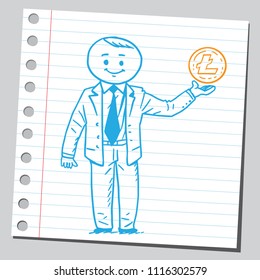 Businessman showing litecoin