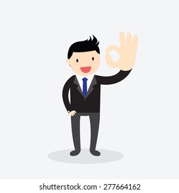 Businessman showing okay hand gesture. Ok hand sign.