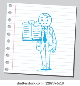 Businessman showing open book
