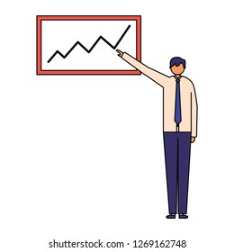 businessman showing presentation board chart