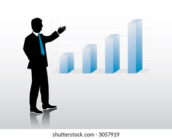 Businessman showing profits growing (Vector)