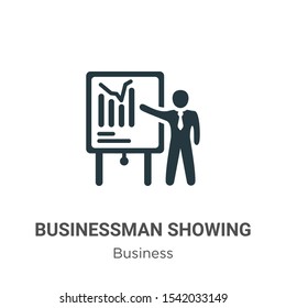 Businessman showing a project sketch vector icon on white background. Flat vector businessman showing a project sketch icon symbol sign from modern business collection for mobile concept and web apps 