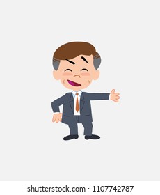 Businessman showing something in an optimistic and positive attitude.