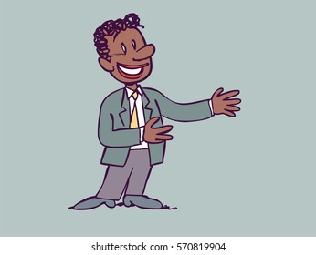 Businessman showing something to the viewer in positive attitude
