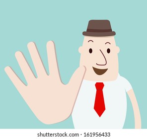 Businessman showing stop gesture vector 