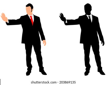 Businessman Showing Stop Hand, Vector