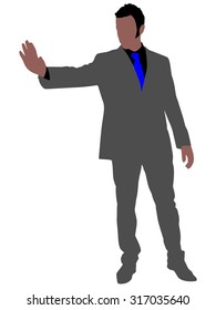 businessman showing stop hand, vector