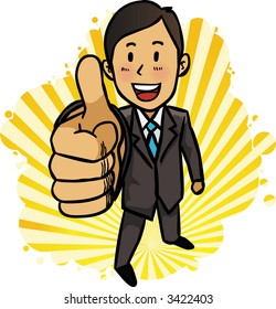 Businessman showing thumb up