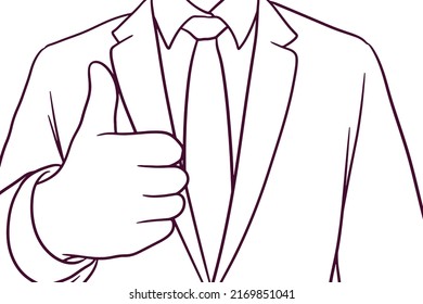 Businessman showing thumb up. business concept. hand drawn style vector illustration