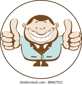 Businessman showing thumbs up. Vector illustration
