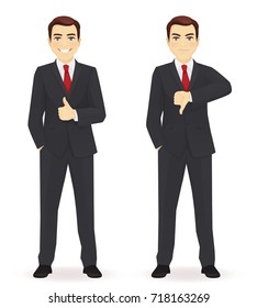 Businessman showing thumbs vector illustration isolated