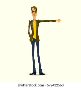 Businessman shows dislike. Vector image.