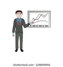 Businessman shows a graph vector