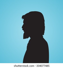 Businessman Side Head Beard Silhouette Black Business Man Isolated Blue Background Vector Illustration