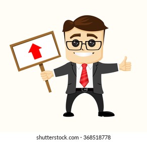 businessman, with a sign