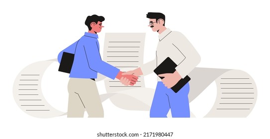 Businessman sign contract. User agreement or signing paper and digital contract Concept. Entrepreneurs making deal. Concept of agreement conclusion, business partnership, documentary coherence.