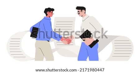 Businessman sign contract. User agreement or signing paper and digital contract Concept. Entrepreneurs making deal. Concept of agreement conclusion, business partnership, documentary coherence.