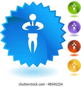 Businessman sign web button isolated on a background