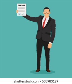 The businessman signed the contract - stock vector.