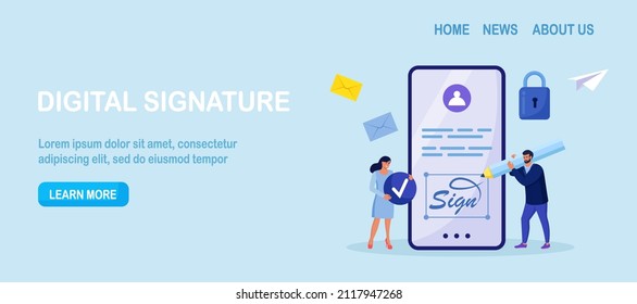 Businessman signing contract with digital pen on phone screen. Electronic contract with digital signature. Businessmen make online deal with e-signature. Agreement conclusion, business partnership