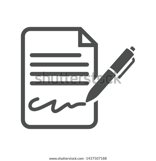 Businessman signing a document.\
Man hands with pen and contract. The process of business financial\
agreement. Document with a signature. Desk with money calculator.\
Vector 