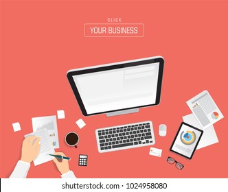 Businessman signing document and using smartphone, tablet for communication. Technology and business concept. Online shopping.