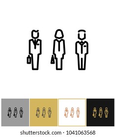 Businessman signs, icon or business persons on gold, black and white backgrounds vector illustration
