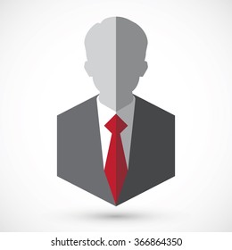 Businessman silhouette avatar profile picture. Businessman vector image of man in suit and tie. Abstract image of businessman flet icon.
