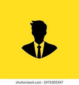 Businessman silhouette, business icon, man in suit icon, vector man, manager, head man, male, consultant, office, black