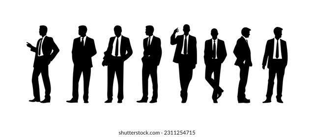 Businessman silhouette collection. Vector of gentleman shadow isolated on white background. Office male with suit illustration