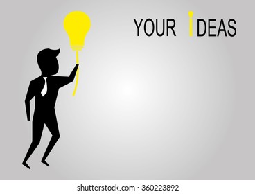 Businessman silhouette hold idea balloon for creation ideas concept with empty space for text and message