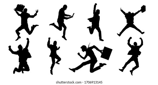 Businessman silhouette. Manager, boss, worker success expression. worker and business silhouettes with pose, and styles. Vector illustration