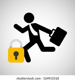 businessman silhouette running secure vector illustration eps 10