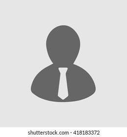 Businessman silhouette simple isolated icon. Businessman with tie sign symbol.