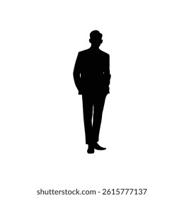 Businessman Silhouette Standing with Hands in Pockets