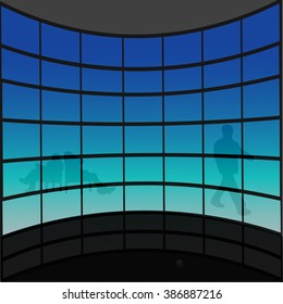 Businessman Silhouettes with building background. Vector illustration.
