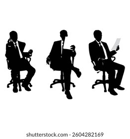 Businessman silhouettes set, man pack of vector silhouette design, isolated background