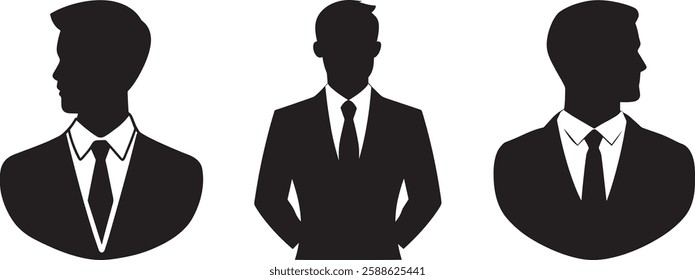 Businessman Silhouettes Vector Set, Isolated on White Background