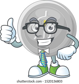 Businessman silver coin character mascot in cartoon
