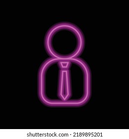 Un simple vector de iconos de hombre de negocios. Diseño plano. Neón morado sobre fondo negro.ai