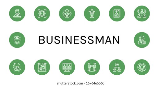 businessman simple icons set. Contains such icons as Politician, Development, Leader, Resume, Group, Man, Director, Candidates, Agreement, can be used for web, mobile and logo