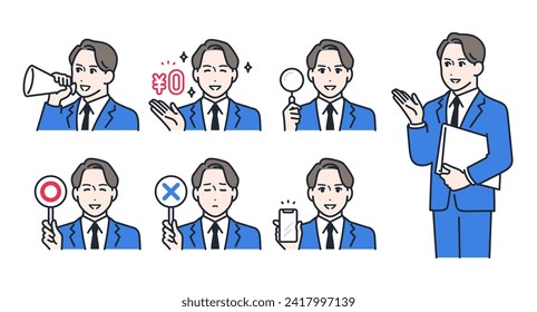 Businessman simple vector icon illustration set material