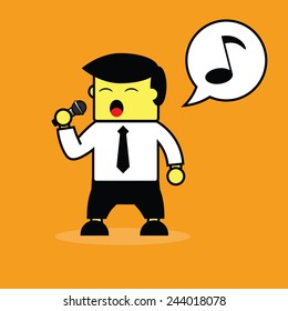 Businessman singing.