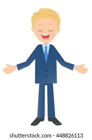 Businessman singing, male company employee of illustration material