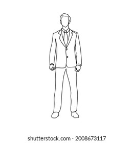 businessman single line drawing vector isolated background