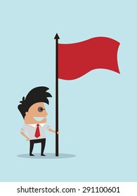 Businessman sinking a flag