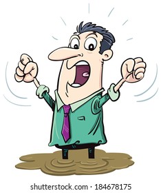 businessman sinking in the mud