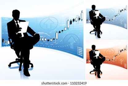 Businessman sit in chair. (EPS10 vector)